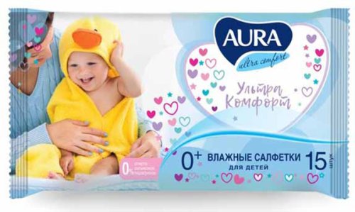 Aura Влажные салфетки ultra comfort, 15 штук