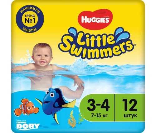 Huggies Трусики-подгузники для плавания Little Swimmers , 3-4 (7-15 кг), 12 штук