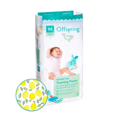 Offspring Трусики-подгузники, M 6-11 кг. 42 штуки /расцветка Лимоны